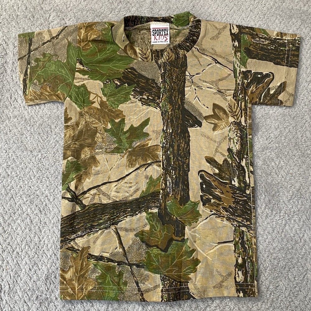 Camo T Shirt Kids Size S Small Short Sleeve Realtree Camouflage Sportex